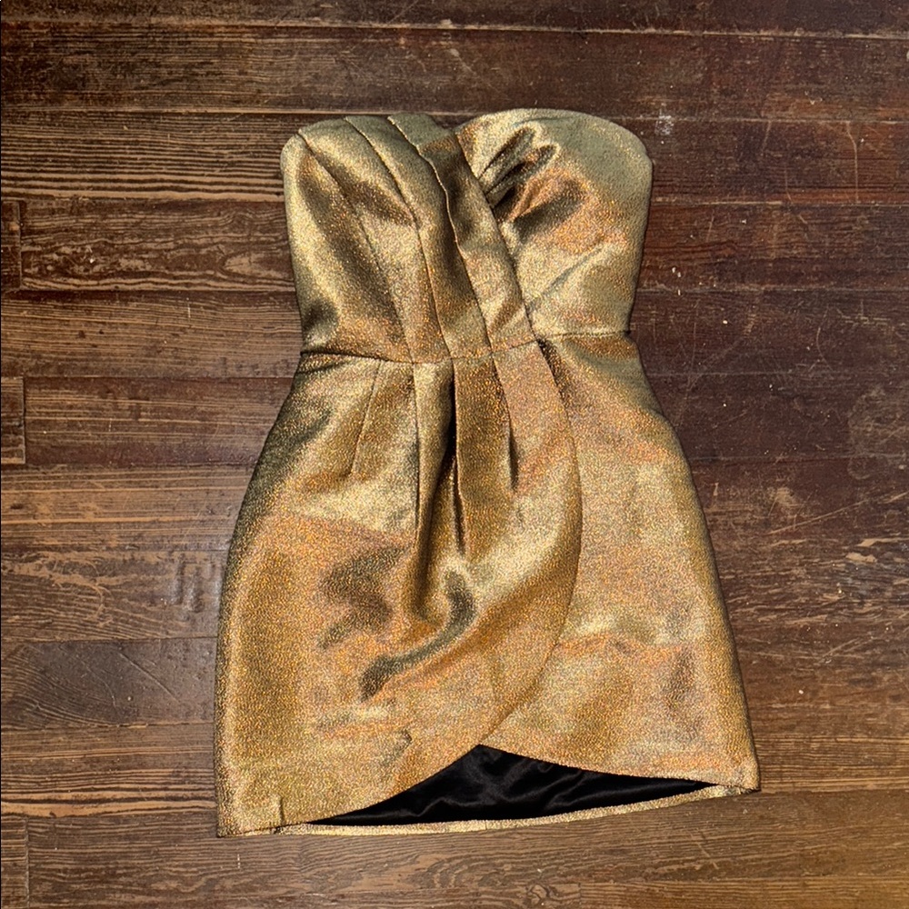 Ramy Brook Gold Strapless Mini Dress